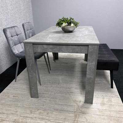 Wooden Dining Set with 2 Velvet Chairs and Bench