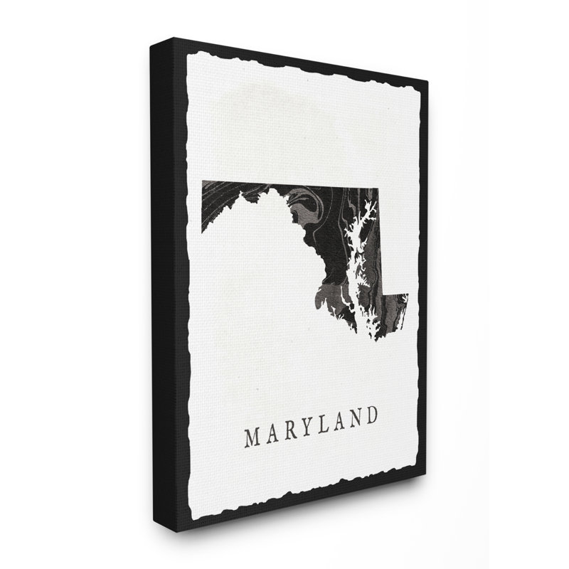 « marbleed paper maryland state silhouette », impression, Toile tendue, H 20 po x l 16 po x P 1,5 po