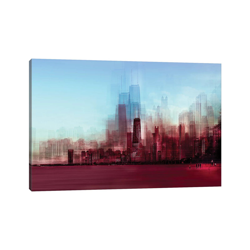Red Chicago 1 Piece Wrapped Canvas Wall Art, 20.32 cm H x 30.48 cm W