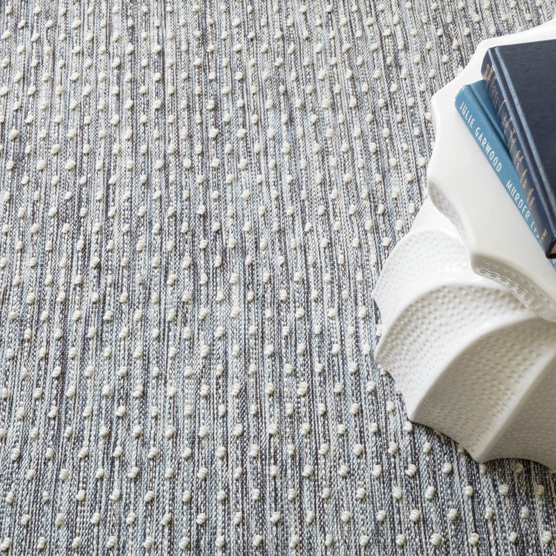 Hobnail Blue Handwoven Performance Rug, Rectangle 8'6" x 11'6"
