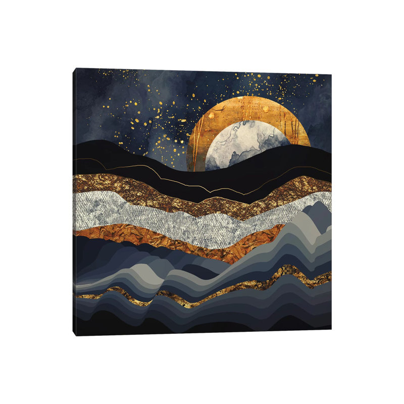 Montagnes métalliques - impression, H 37 po x l 37 po x P 1,5 po, Toile tendue