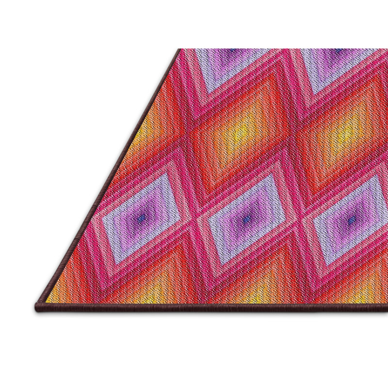 Tapis décoratif rose à motif géométrique Salvato, Rectangle 4 pi x 6 pi