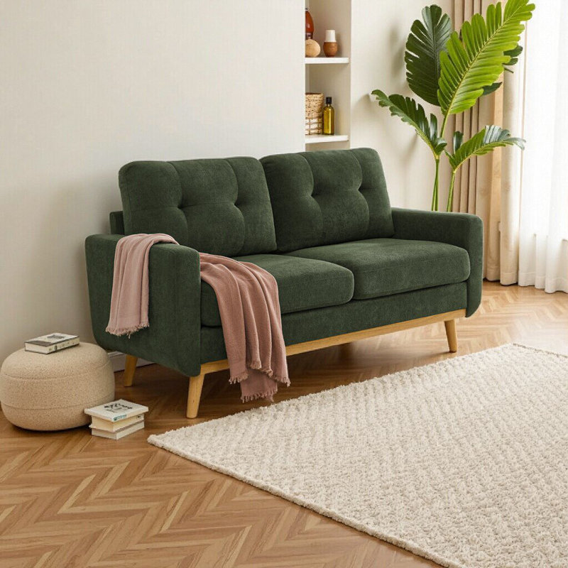 Canapé capitonné 67,5 po Mid-Century, Antique Green
