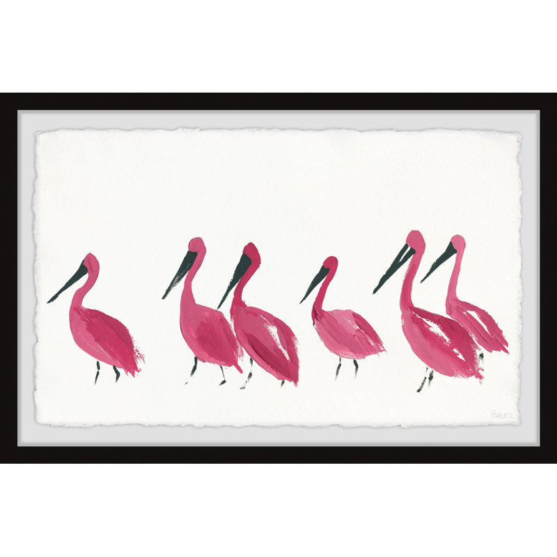 Bright Pink Flamingos by Parvez Taj - Single Picture Frame Print, 38cm H x 45cm W
