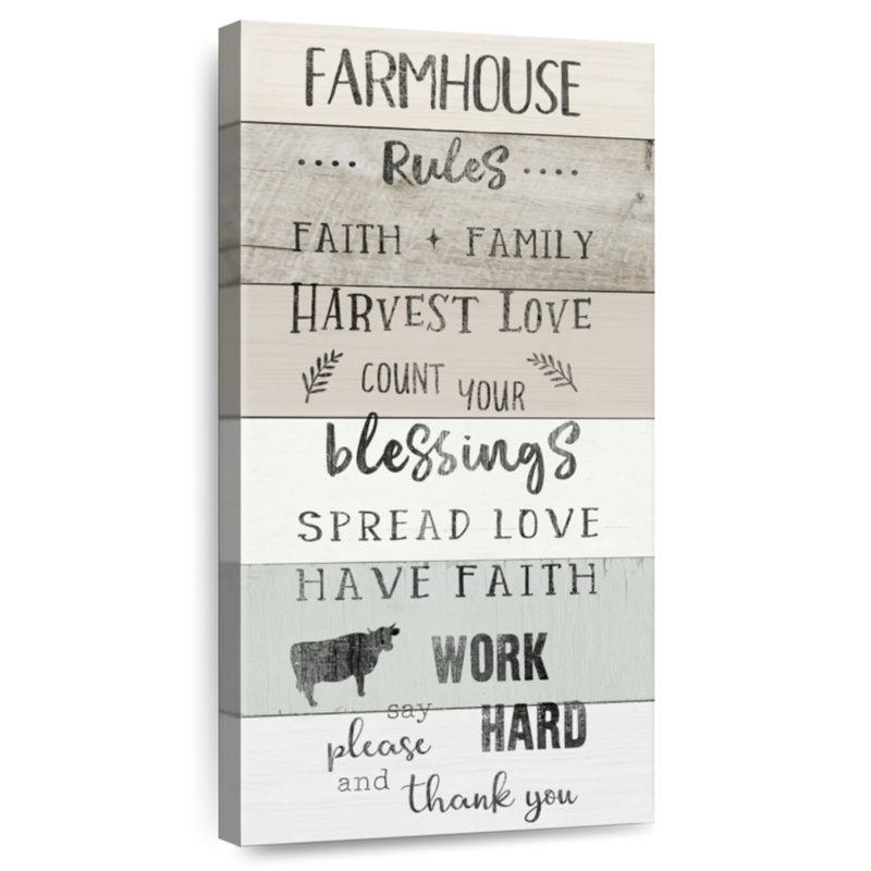 Plaque murale Farmhouse Rules, H 24 po x l 12 po