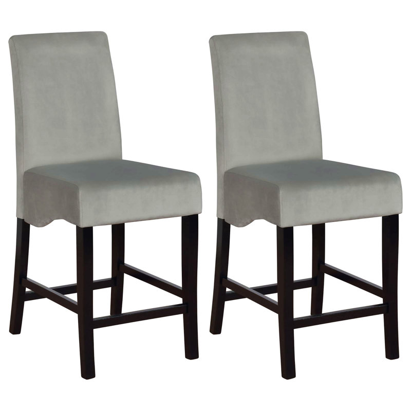 Ensemble de 2 tabourets de comptoir rembourrés gris foncé et noir