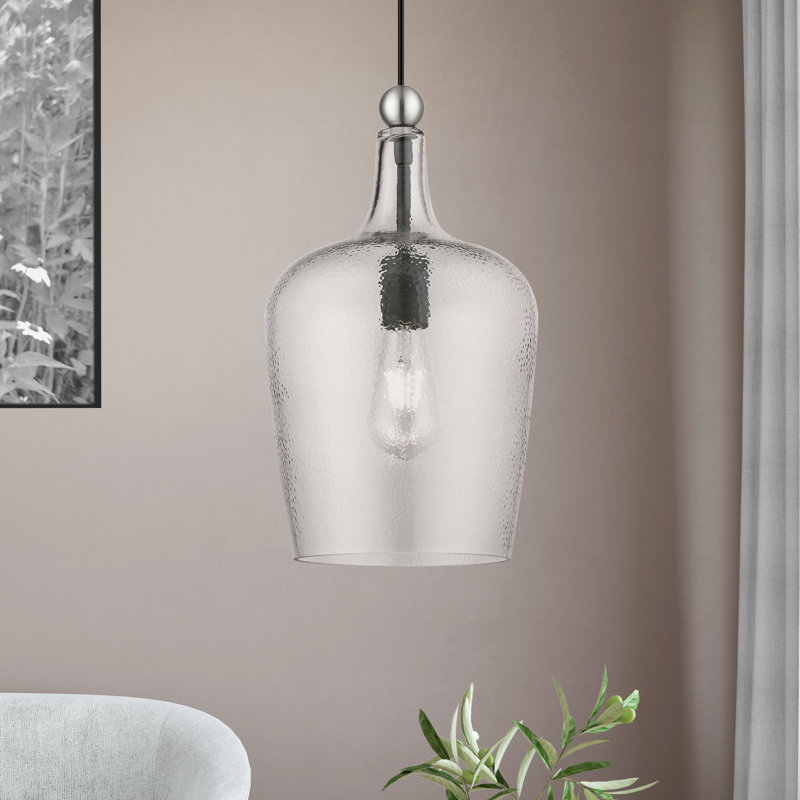 Luminaire suspendu en pot 1 lumière Vandeveer, Noir / Nickel brossé
