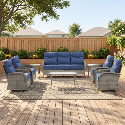 Ensemble de 10 chaises de jardin en osier de 10 po avec chaises pivotantes et tables