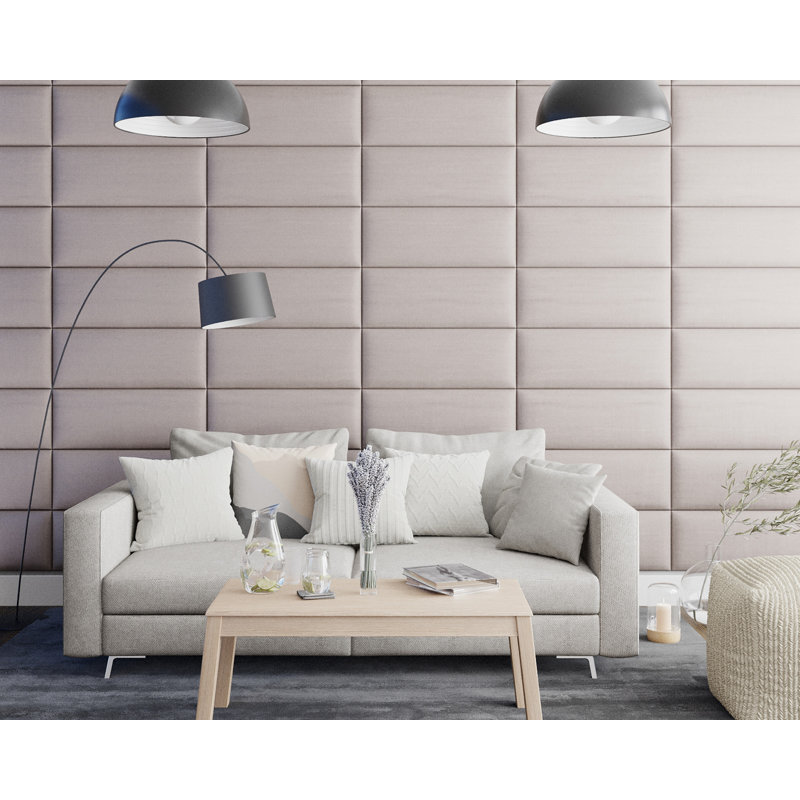 Katixa 30 cm x 75 cm Peel and Stick Upholstered Wall Paneling in Blush, Off White