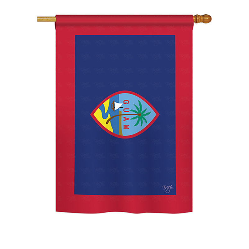 Drapeau maison en polyester 2 côtés guam, H 18,5 po x l 13 po