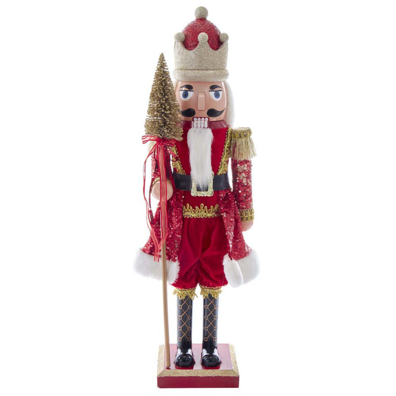 Kurt Adler Wooden Nutcrackers, Red and Gold King, 24in