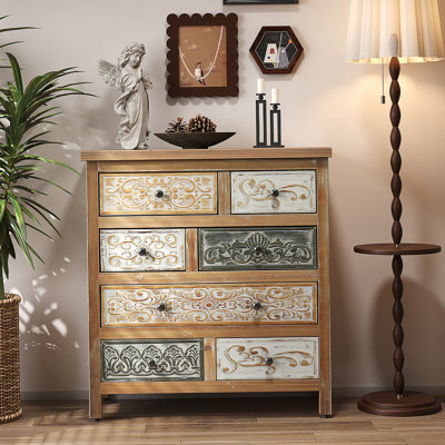 Commode d'appoint en bois avec 6 tiroirs pour la chambre à coucher et le salon