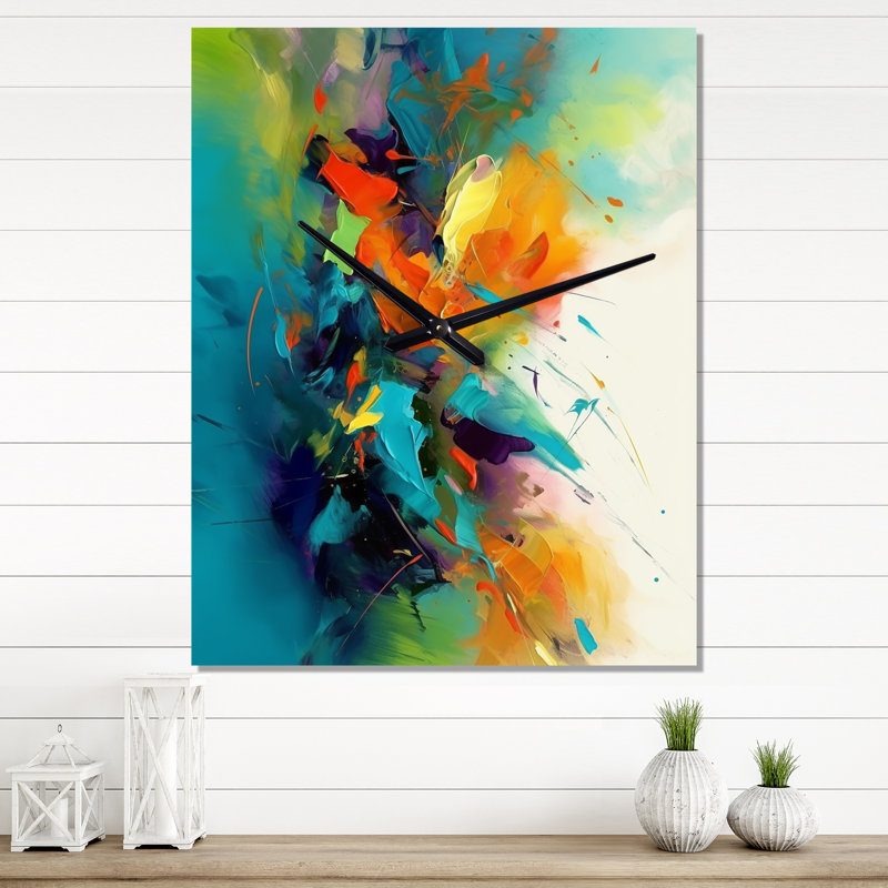 Jalill - Horloge murale moderne en marbre abstrait, H 40 po x l 30 po