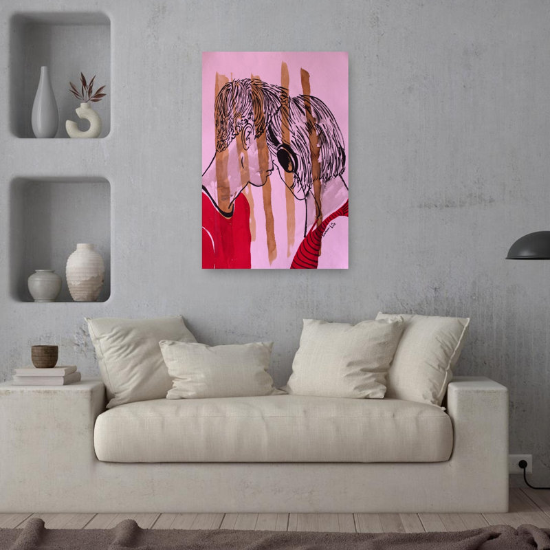 Intimate Music Connection Modern Romantic Wall Art Print 1 Piece Wrapped Canvas Wall Art, 91.44cm H x 60.96cm W