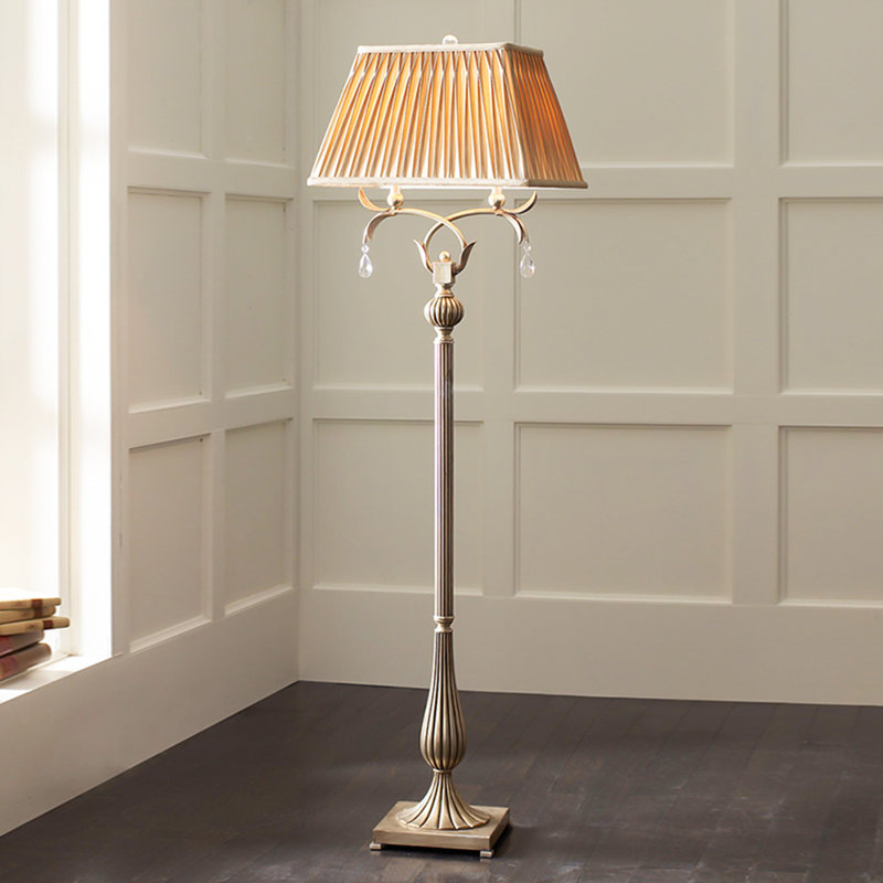 American-Style Vintage Wrought Iron & Fabric Floor Lamp