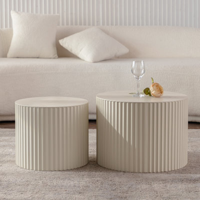 Ensemble de 2 tables basses gigognes Beige