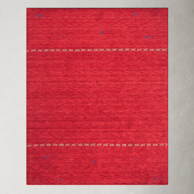Santiago Handmade Wool Red Rug, Rectangle 8' x 10'