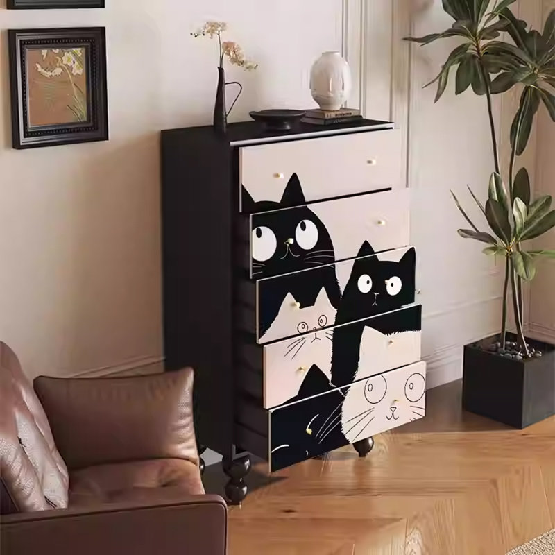 Armoire de rangement en noyer avec tiroirs spacieux