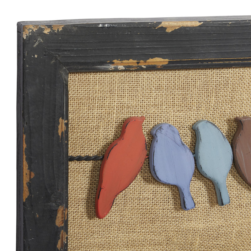 Décoration murale oiseau en bois multicolore