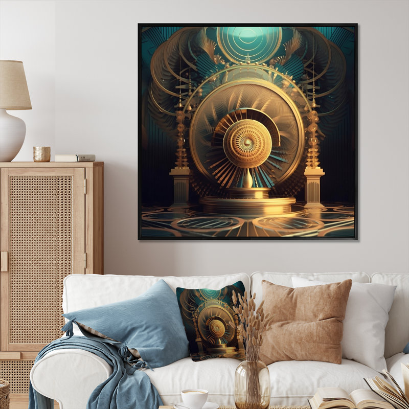 «Futuristic Minimalistic Architecture Retro Blue», reproduction sur toile, H 16 po x l 16 po x P 1 po, Cadre flottant noir