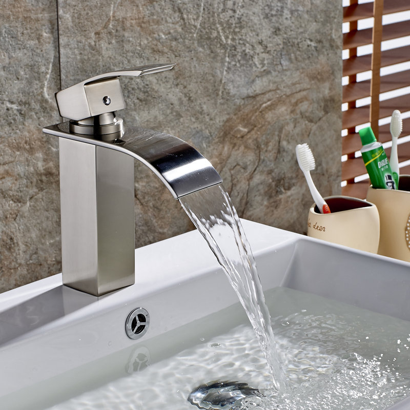 Robinet de salle de bain à un trou, Nickel brossé