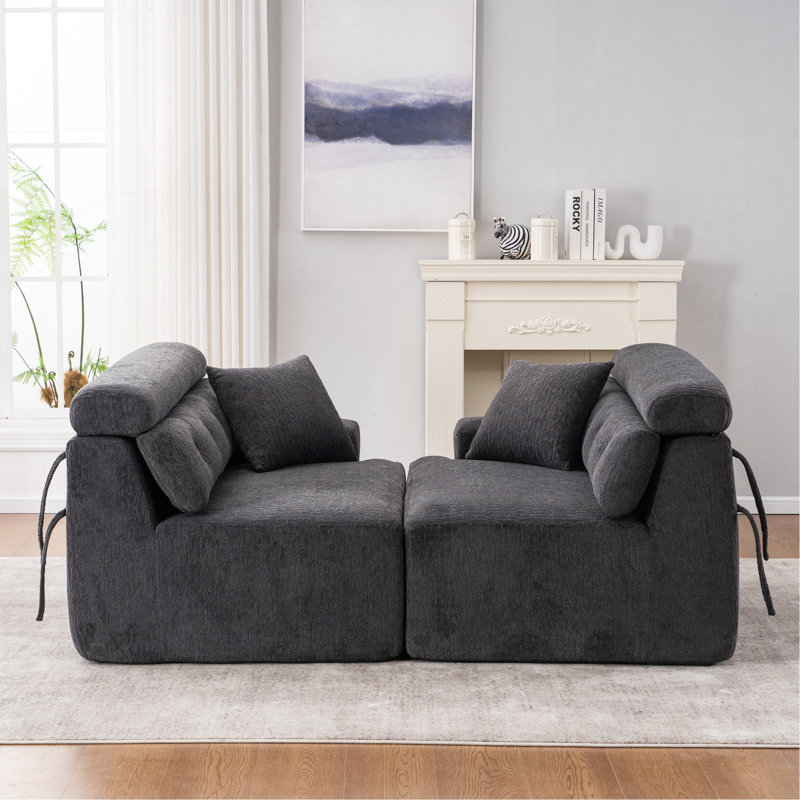 Canapé GREY COMPRession: canapé 4 places, Gris foncé