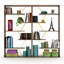 Bibliothèque noyer / jaune avec 6 tablettes - Bureau en bois massif moderne pour le bureau à 6 tablettes moderne-129959717