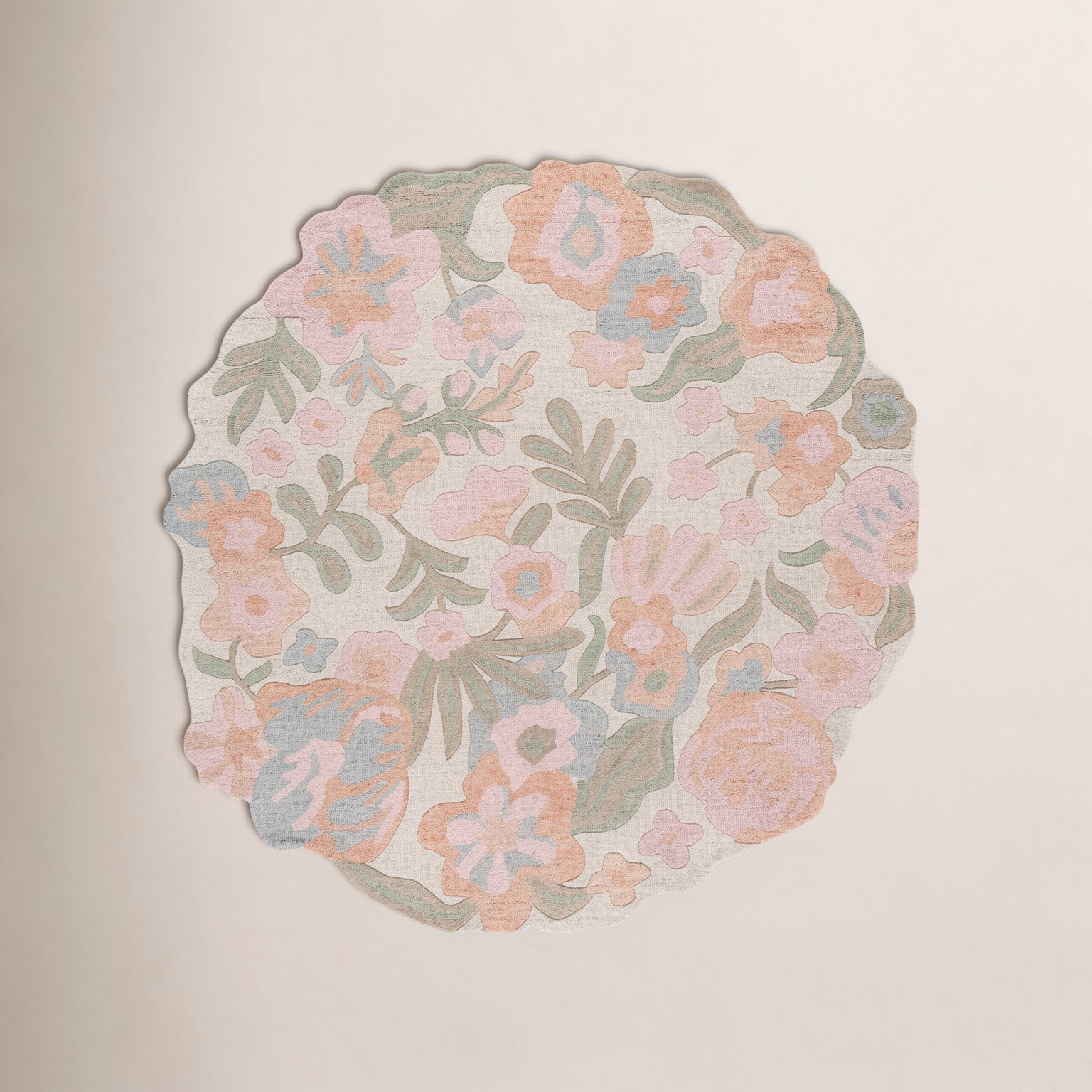 Hand-Tufted Wool Floral Rug, Round 6'