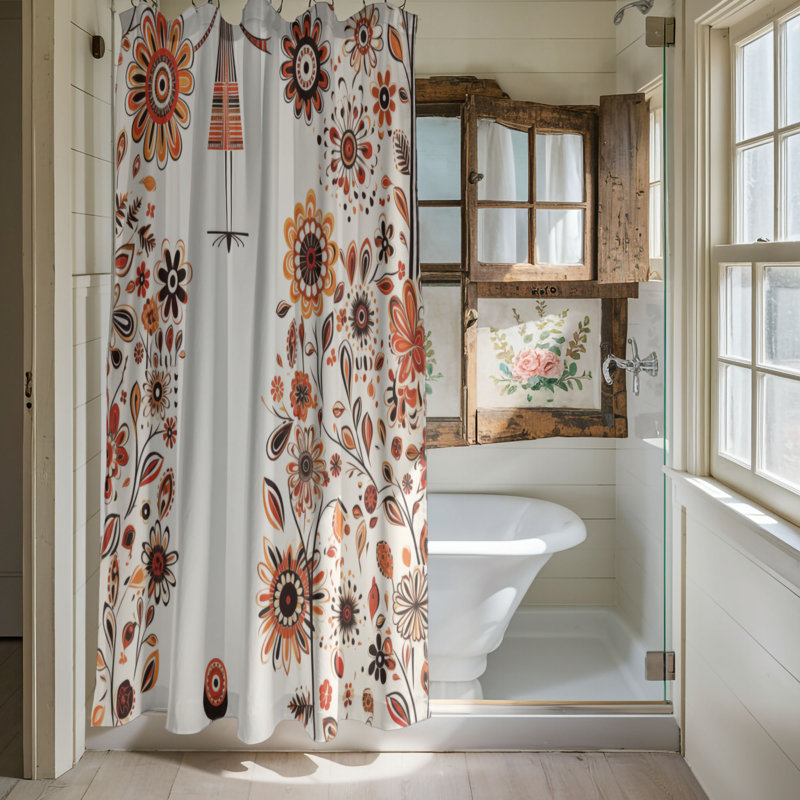 Delrae Abstract Shower Curtain, 74"H x 71"W