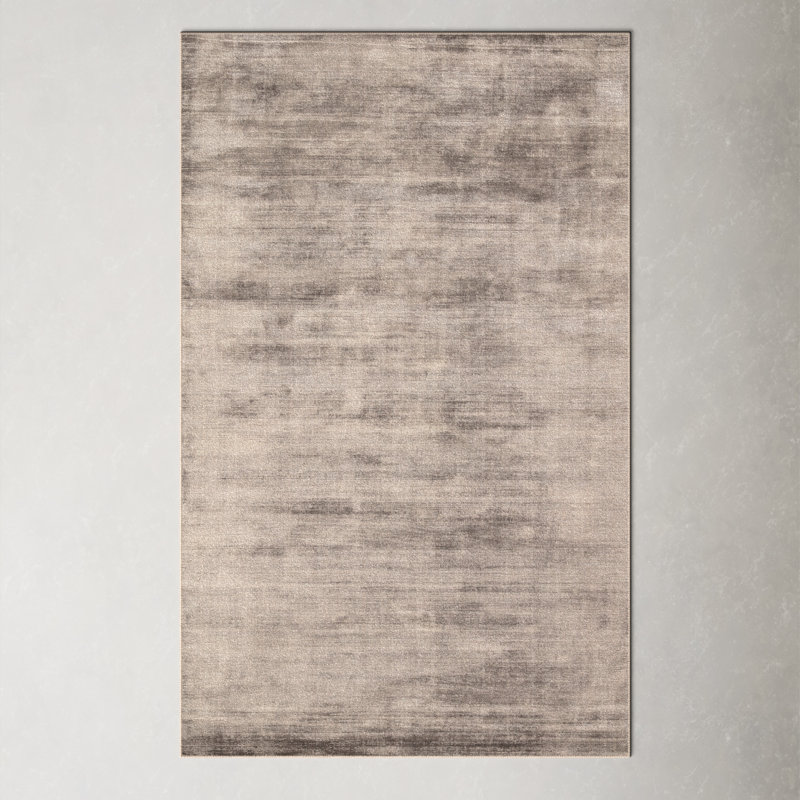 Tapis gris foncé tissé à la main, Rectangulaire 8 pi x 10 pi