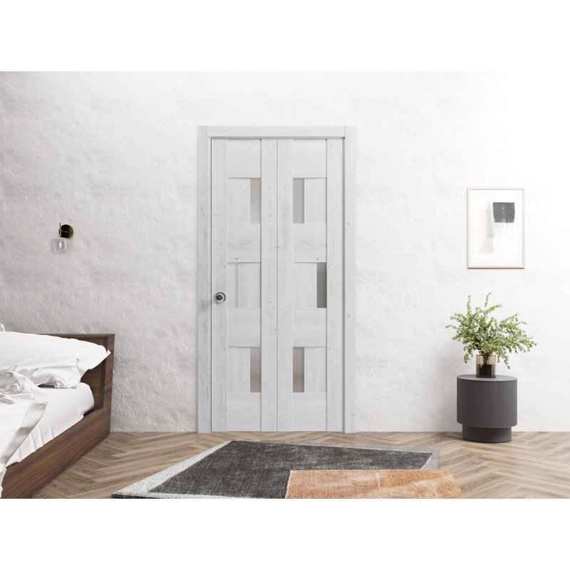 Portes pliantes en bois givré Sete, 36 po x 80 po, Blanc