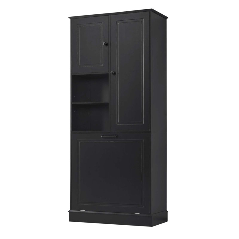 Grande armoire de rangement avec tablettes réglables, Noir