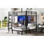 Lit superposé double au-dessus d'un lit simple en métal avec bureau pliant, garde-robe à DEL, peu encombrant / réduit le bruit
