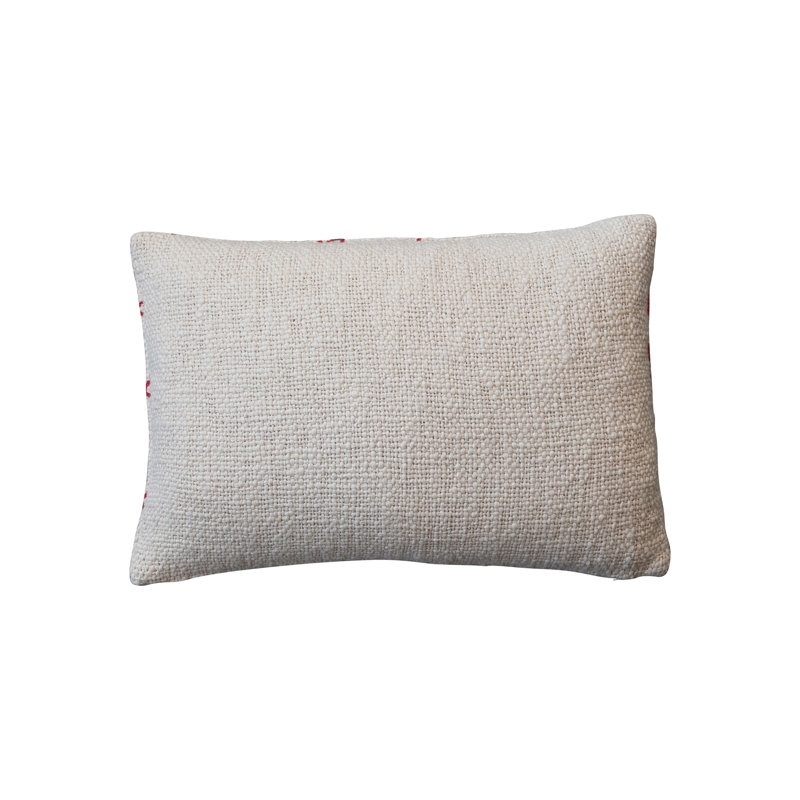 Coussin lombaire en coton tissé avec motif brodé "Ho Ho Ho"