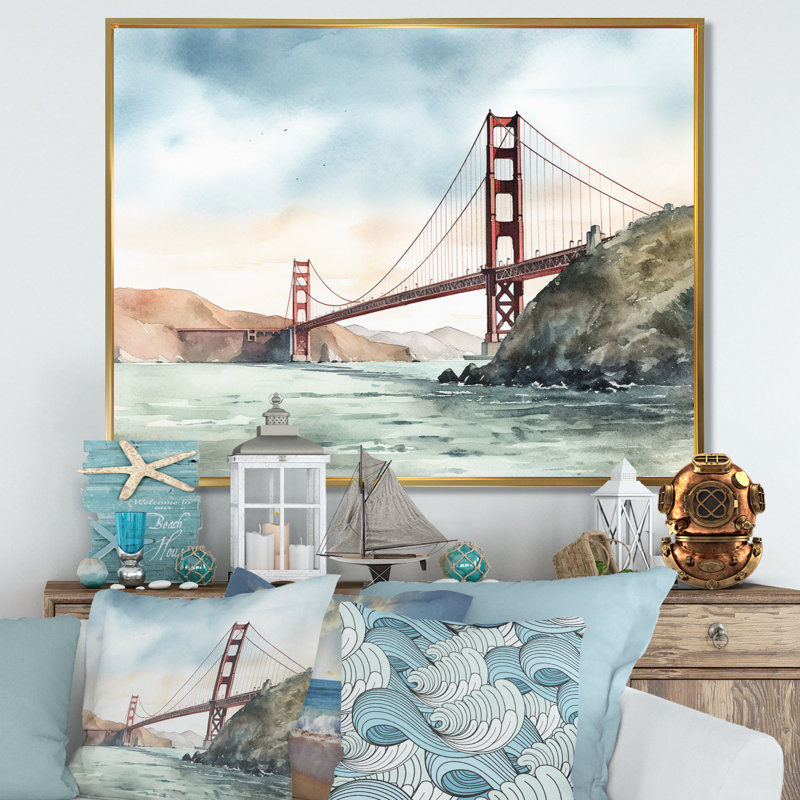 Views of San Francisco I - impression, H 12 po x l 20 po x P 1 po, Cadre flottant doré