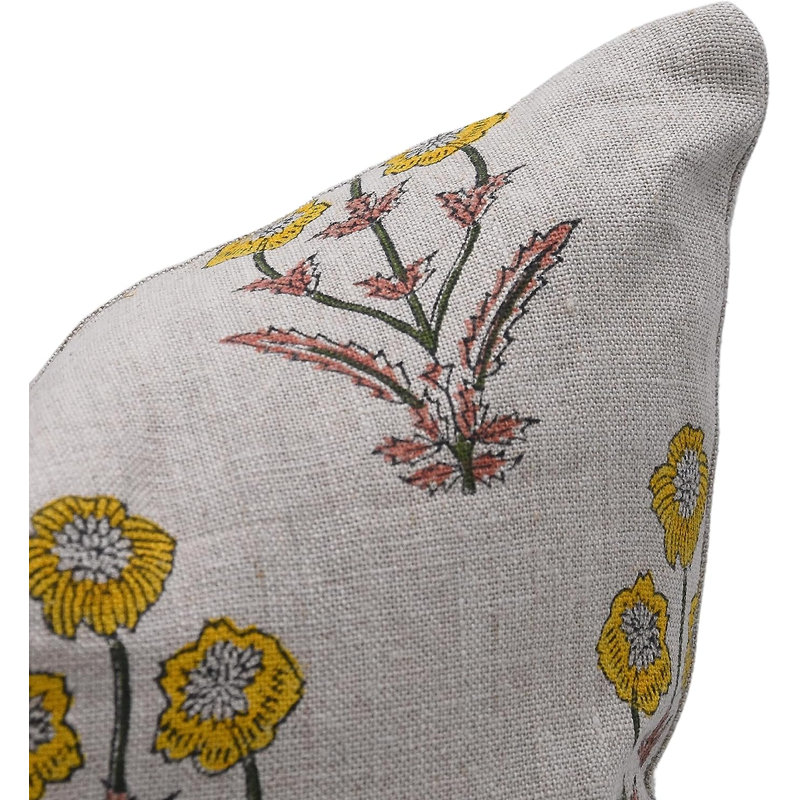 Fabdivine Handmade Design Block Print Linen Cushion Cover Farmhouse Decorative Throw Pillow Case, 14" x 20"