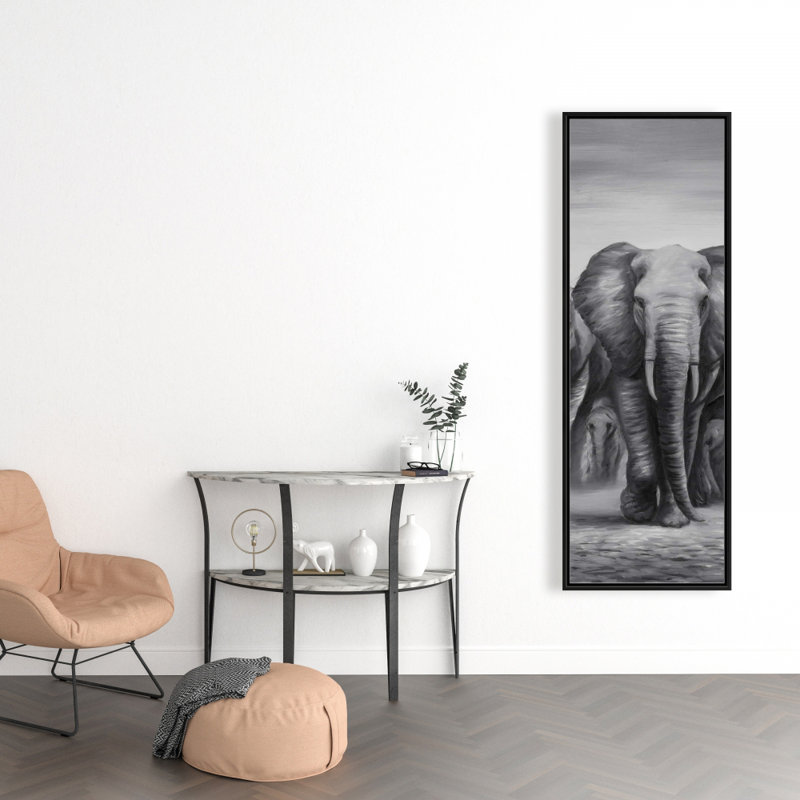 Troupeau d'éléphants - Toile avec cadre