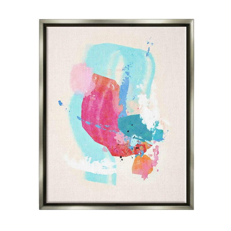 Art abstrait giclée encadrée par Suzanne Nicoll, H 21 po x l 17 po x P 1,7 po, Cadre flottant gris lustré