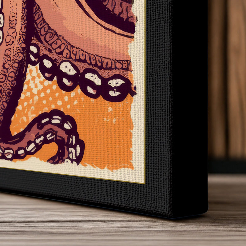 Octopus in Symmetry Boho - Wrapped Canvas, 24x16 - 61.0 x 40.6 cm, Black Border
