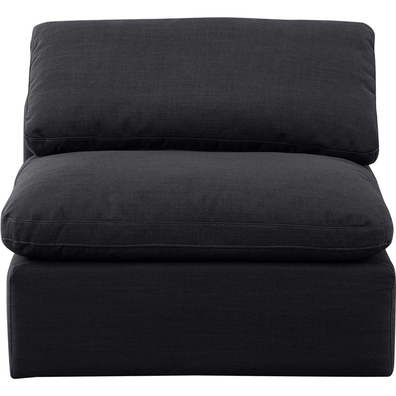Fauteuil modulaire rembourré Musheerah Indulge, Tissu texturé en lin noir