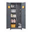 Casiers en métal de couleur grise et blanche, armoires à outils de nettoyage avec portes verrouillables, armoires de rangement pour outils à haut balai, tablettes réglables, grandes armoires pour cuisines, bureaux, magasins. (72,8 pouces)-766313761