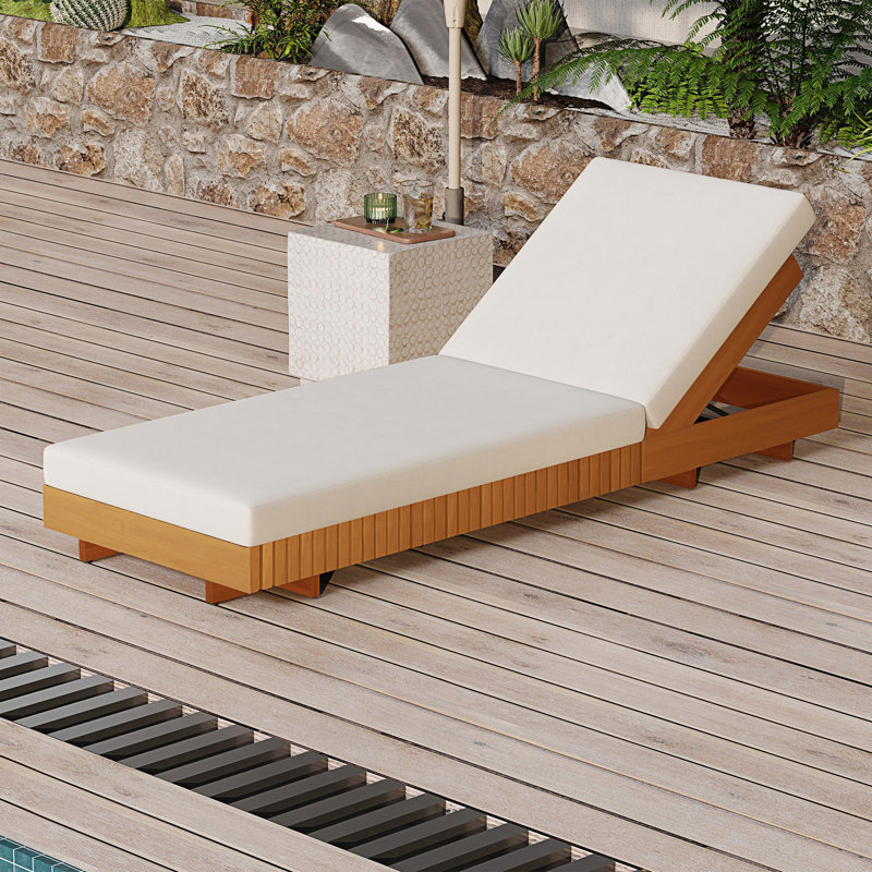 Lounge Chaise Set With Lounge Cushion, Cream
