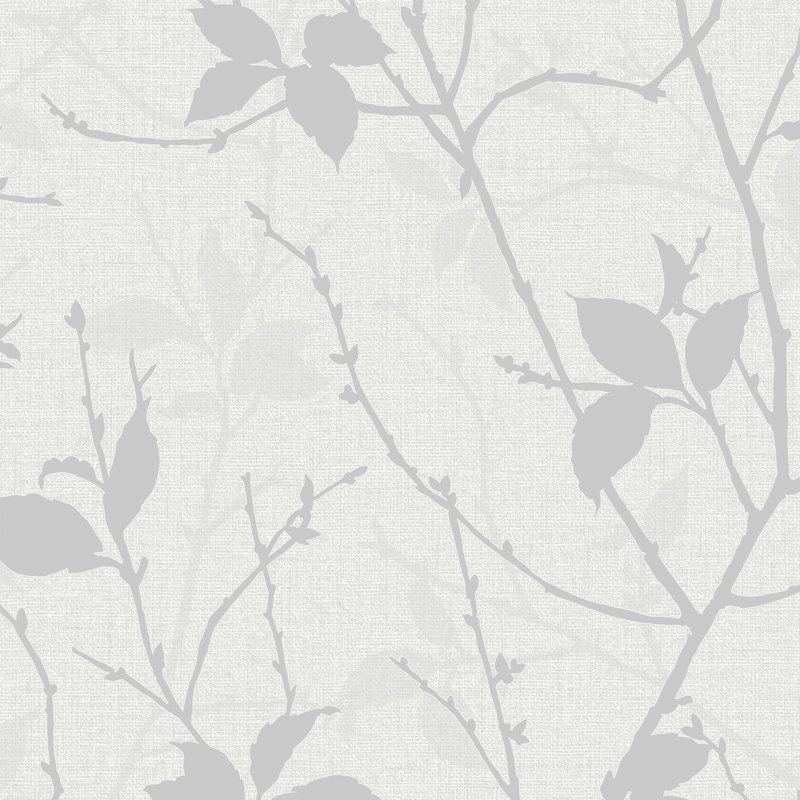 Double rouleau floral Grimbald, Blanc / argent