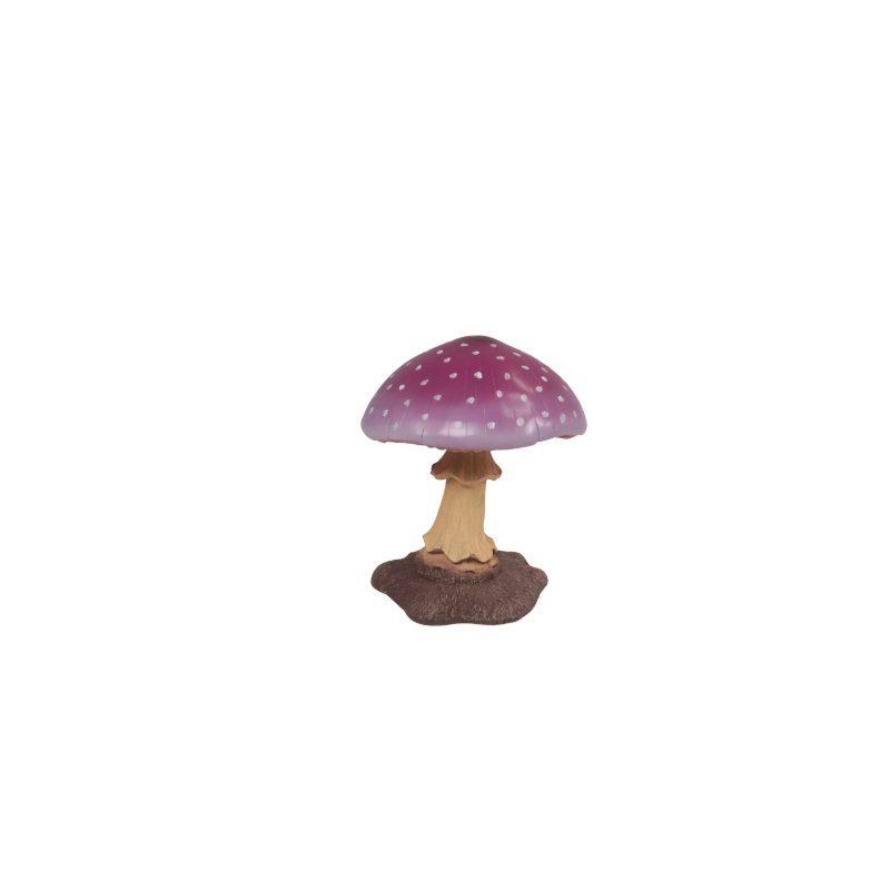 Statue de petit champignon surdimensionné, Blanc / gris / jaune / mauve / brun clair