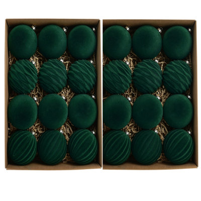 24 pièces de boules de Noël en velours, ensemble de boules de Noël rouge bourgogne de 3,15 pouces, grand ornements de velours suspendus incassables pour la décoration de Noël