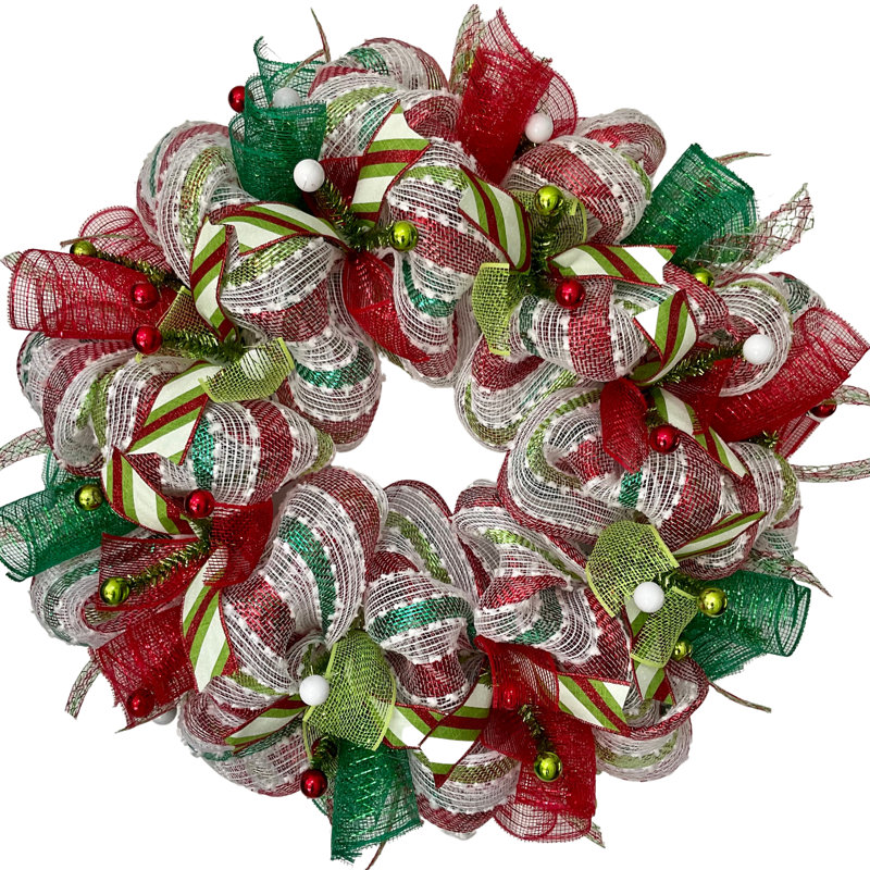 Merry Christmas Striped 28 inch Holiday Wreath