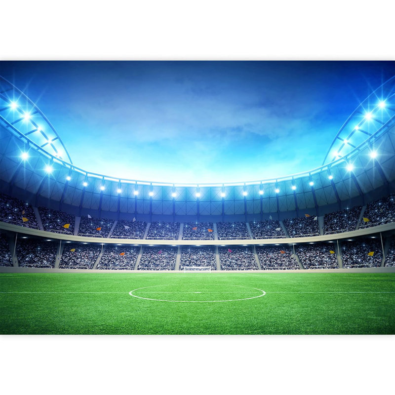 Blue Neon Light Cloud Sky Soccer Field Sports Athlete Photography Exercise Gym Wallpaper Murals, 66" L x 96" W