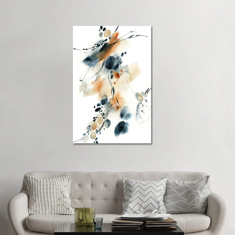 Abstrait en bleu et terre cuite III - Giclée sur toile tendue avec châssis, H 48 po x l 32 po