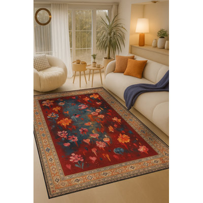 Tapis vert tissé à motif lavable Mosso