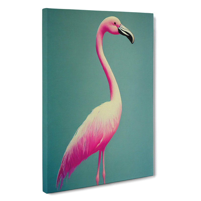 Charming Flamingo - Wall Art, Wrapped Canvas, 50cm H x 35cm W x 3cm D, No Matte